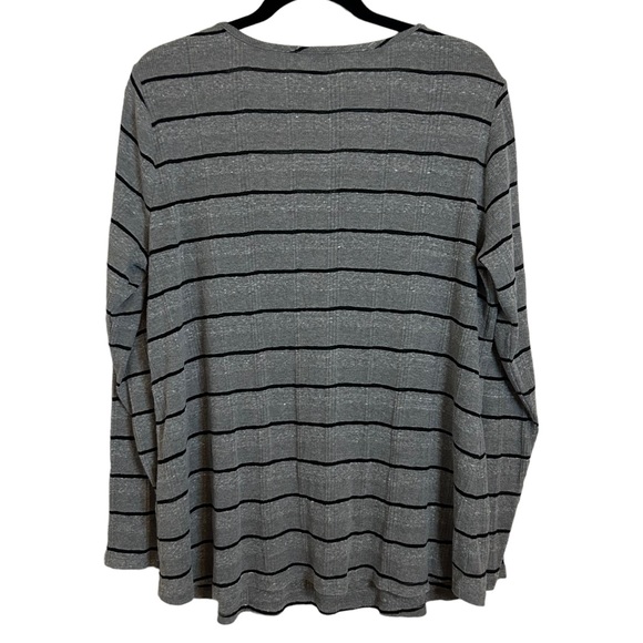 LUCKY BRAND Long Sleeve Gray/Black Striped Top 2X - Picture 5 of 7